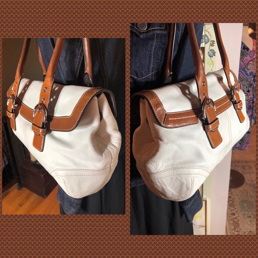 COACH WINTER WHITE/BROWN LEATHER SHOULDER BAG - Picture 4 of 15